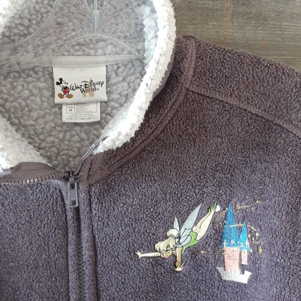 Walt Disney World women's full zip purple Tinkerbell Sherpa fleece size M purple